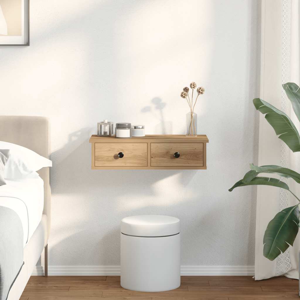 Wandregal mit Schubladen Artisan-Eiche 60x28x15cm Holzwerkstoff