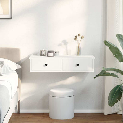 Wandregal mit Schubladen Weiß 80x34x17 cm Holzwerkstoff