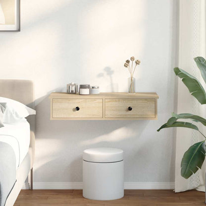 Wandregal mit Schubladen Sonoma-Eiche 80x34x17 cm Holzwerkstoff