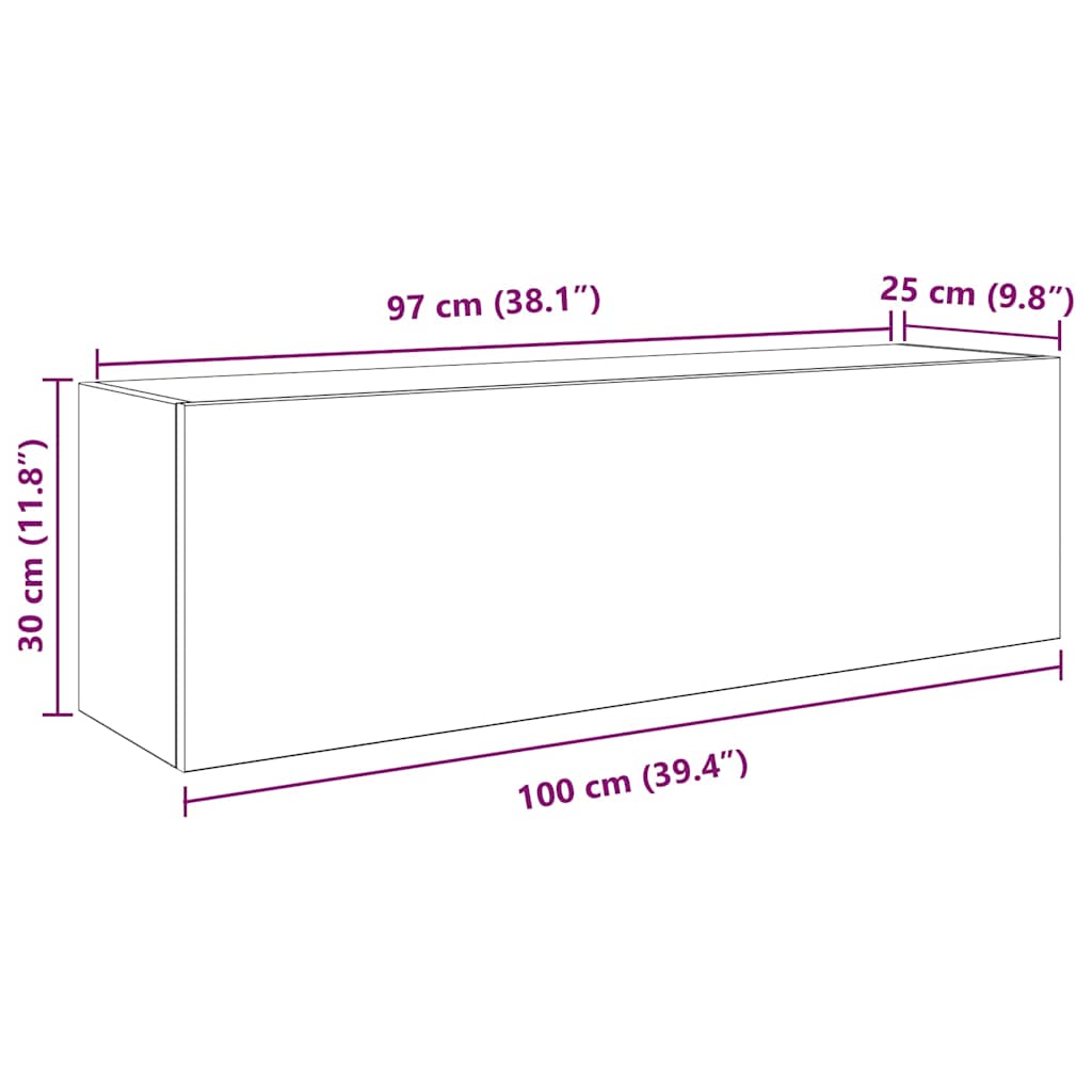 Bad-Wandschrank Grau Sonoma 100x25x30 cm Holzwerkstoff
