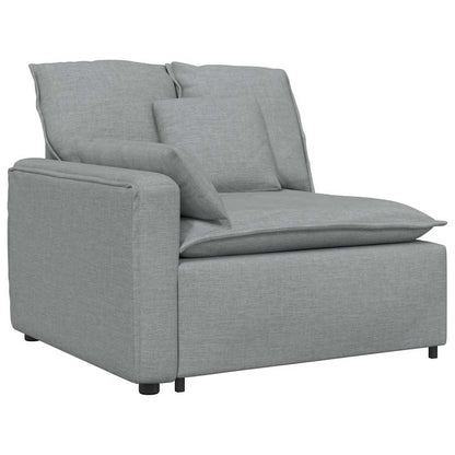 Modulares Sofa Endmodul mit Armlehne Kissen Hellgrau 100 cm