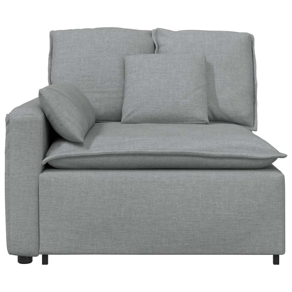 Modulares Sofa Endmodul mit Armlehne Kissen Hellgrau 100 cm