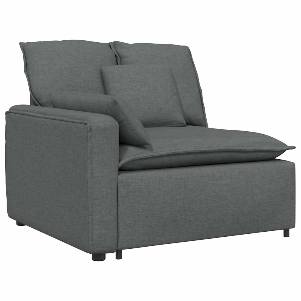 Modulares Sofa Endmodul mit Armlehne Kissen Dunkelgrau 100 cm
