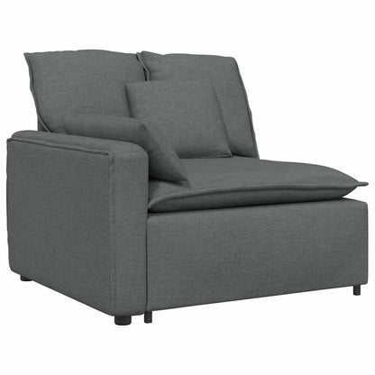 Modulares Sofa Endmodul mit Armlehne Kissen Dunkelgrau 100 cm