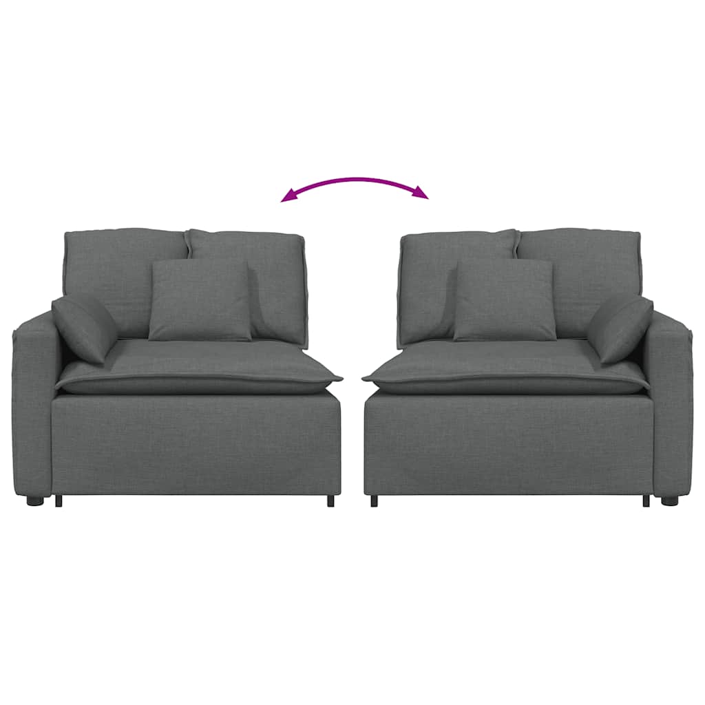 Modulares Sofa Endmodul mit Armlehne Kissen Dunkelgrau 100 cm