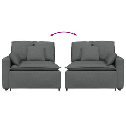 Modulares Sofa Endmodul mit Armlehne Kissen Dunkelgrau 100 cm