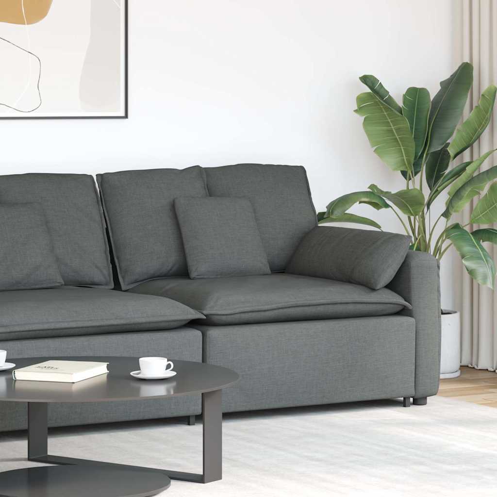 Modulares Sofa Endmodul mit Armlehne Kissen Dunkelgrau 100 cm