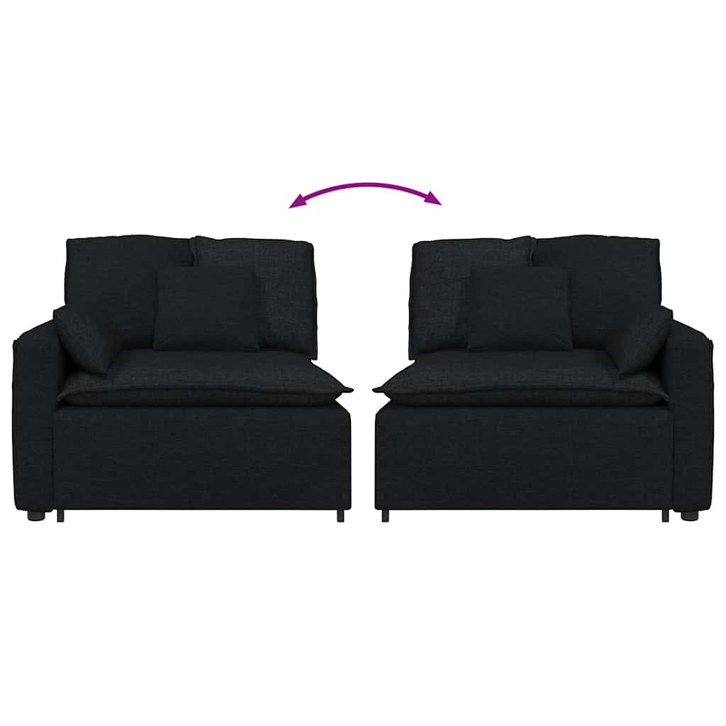 Modulares Sofa Endmodul mit Armlehne Kissen Schwarz 100 cm