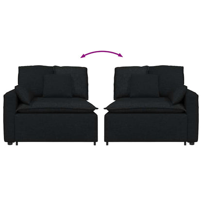Modulares Sofa Endmodul mit Armlehne Kissen Schwarz 100 cm