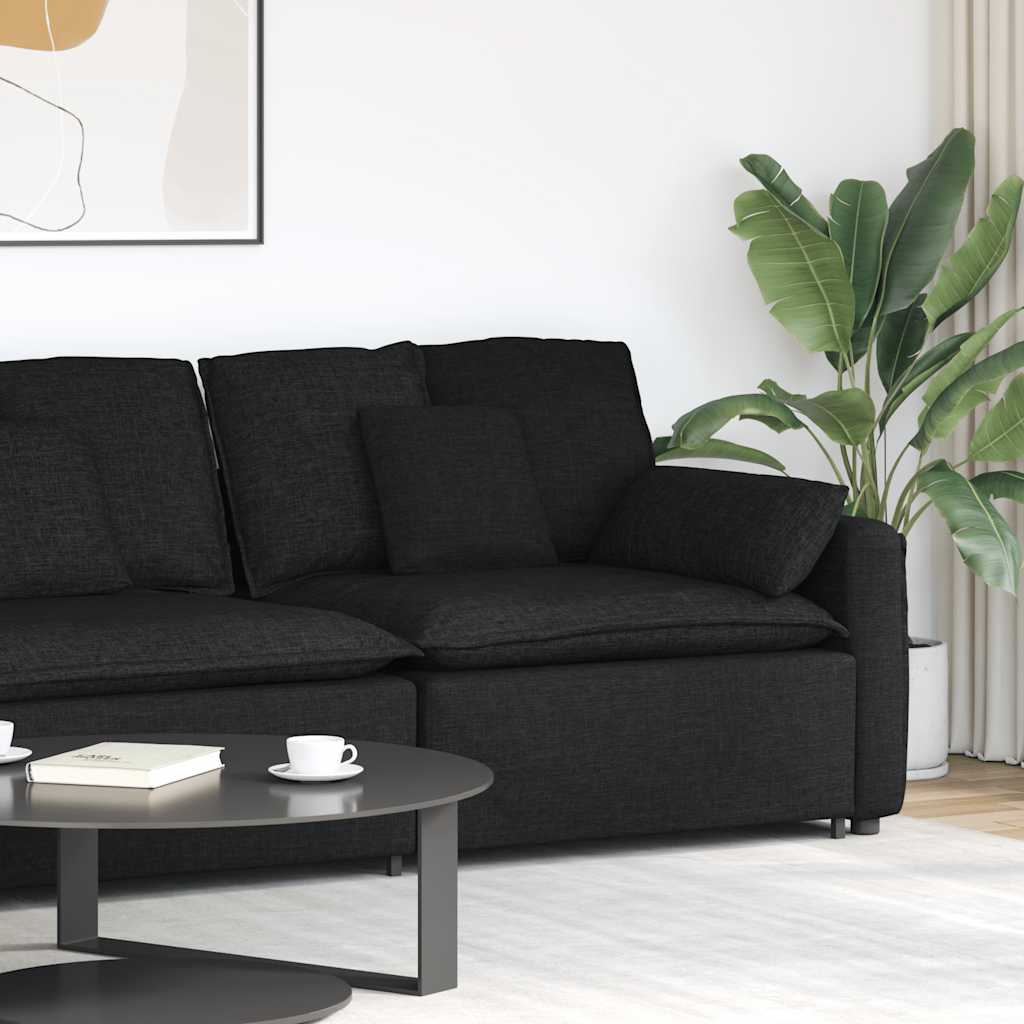 Modulares Sofa Endmodul mit Armlehne Kissen Schwarz 100 cm
