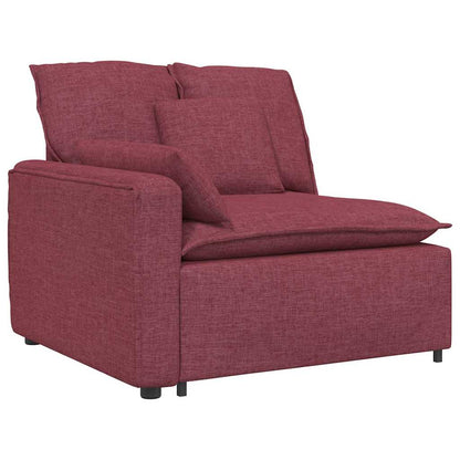 Modulares Sofa Endmodul mit Armlehne Kissen Weinrot 100 cm