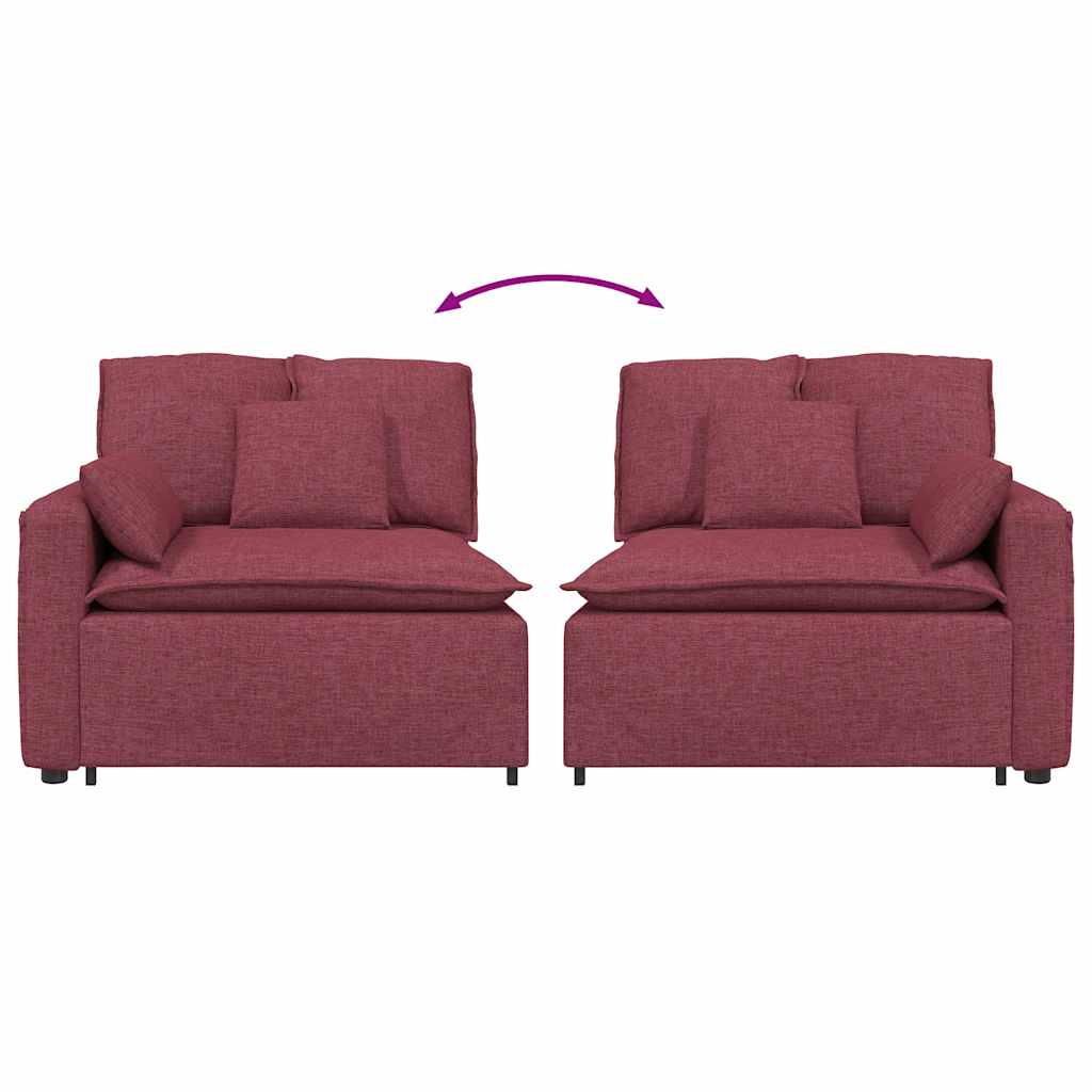 Modulares Sofa Endmodul mit Armlehne Kissen Weinrot 100 cm
