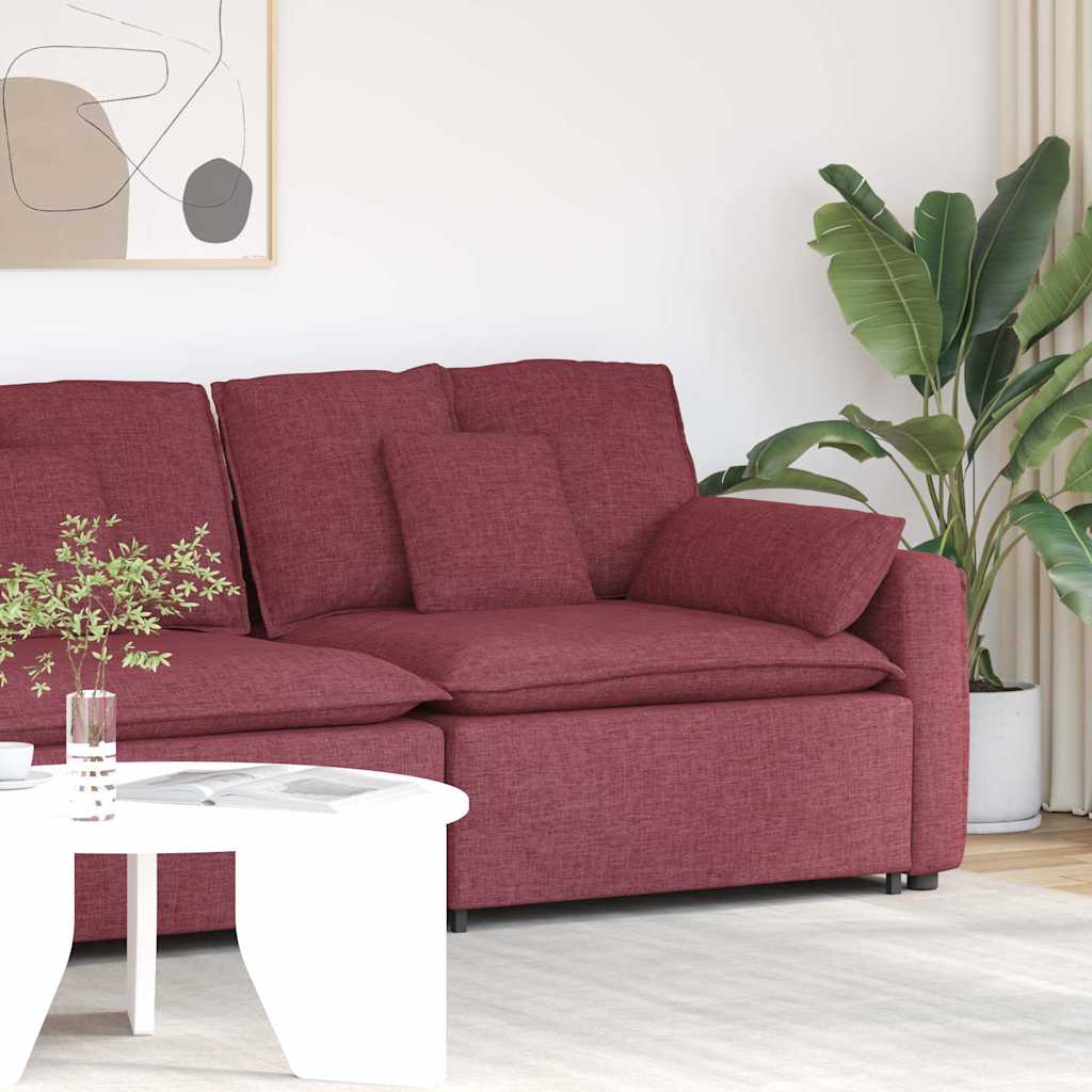 Modulares Sofa Endmodul mit Armlehne Kissen Weinrot 100 cm
