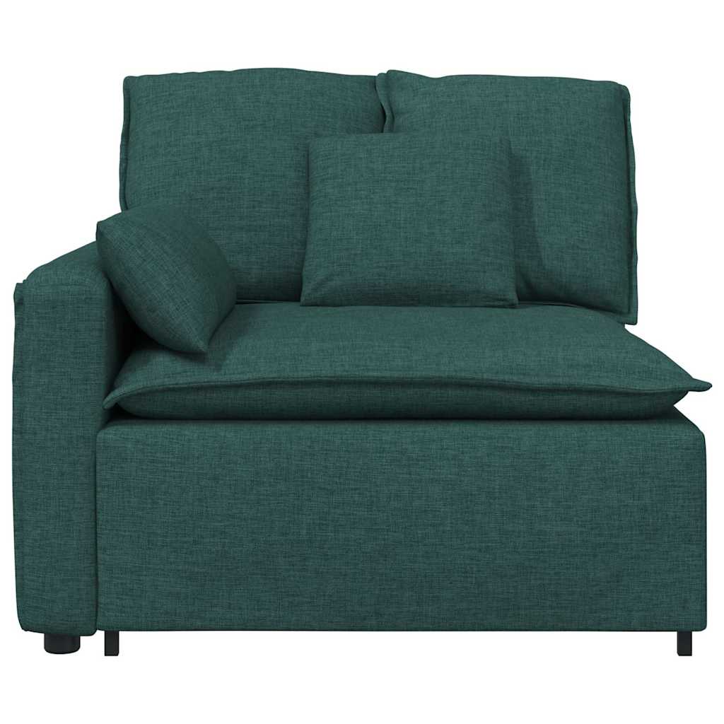 Modulares Sofa Endmodul mit Armlehne Kissen Dunkelgrün 100 cm
