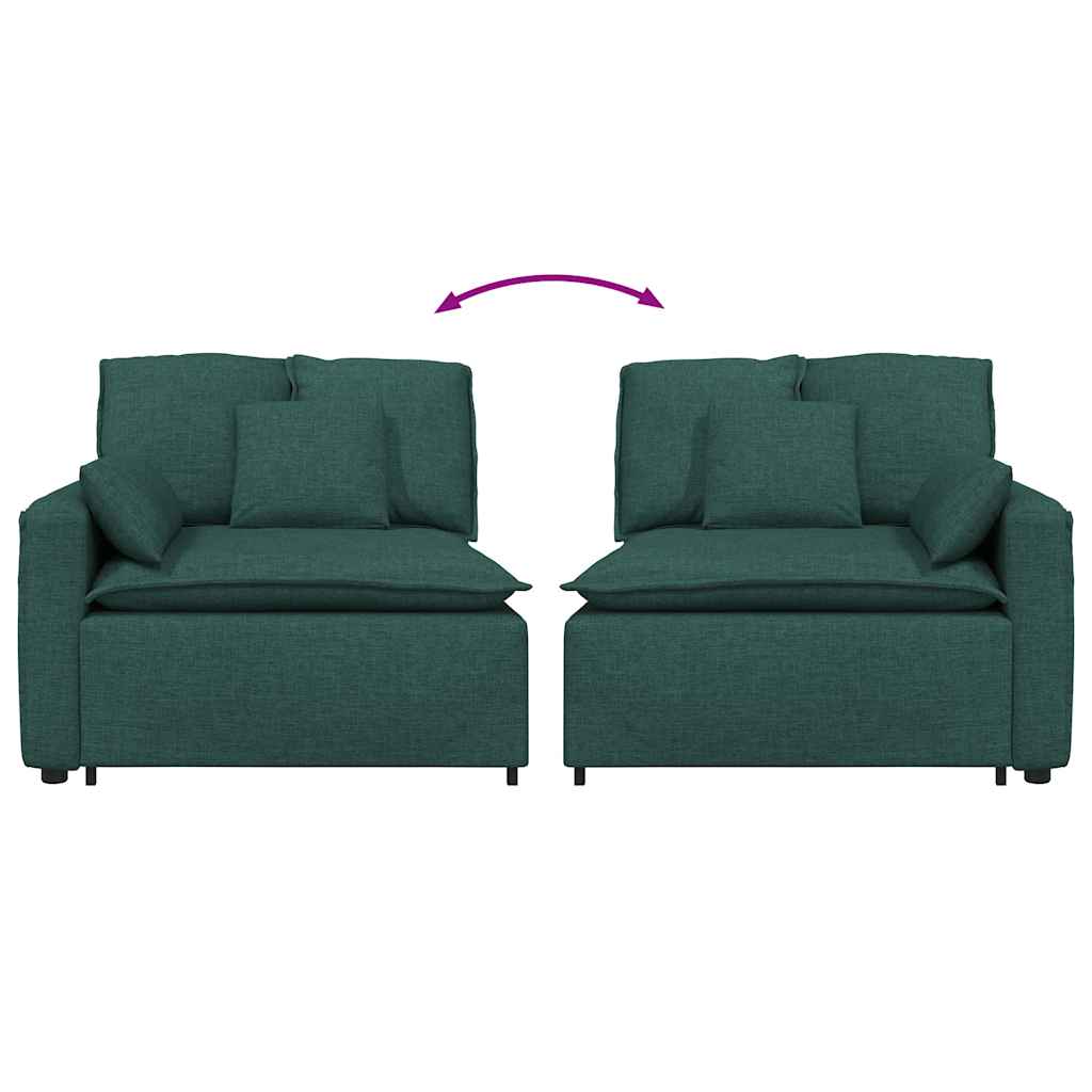 Modulares Sofa Endmodul mit Armlehne Kissen Dunkelgrün 100 cm