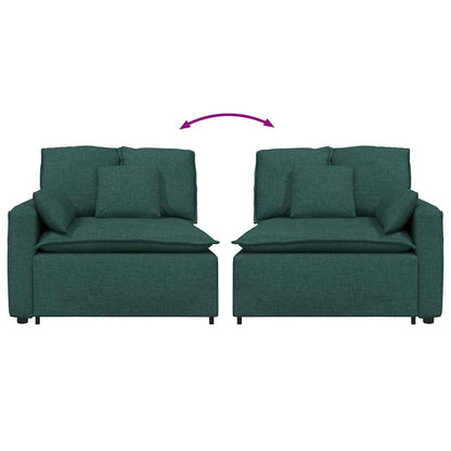 Modulares Sofa Endmodul mit Armlehne Kissen Dunkelgrün 100 cm