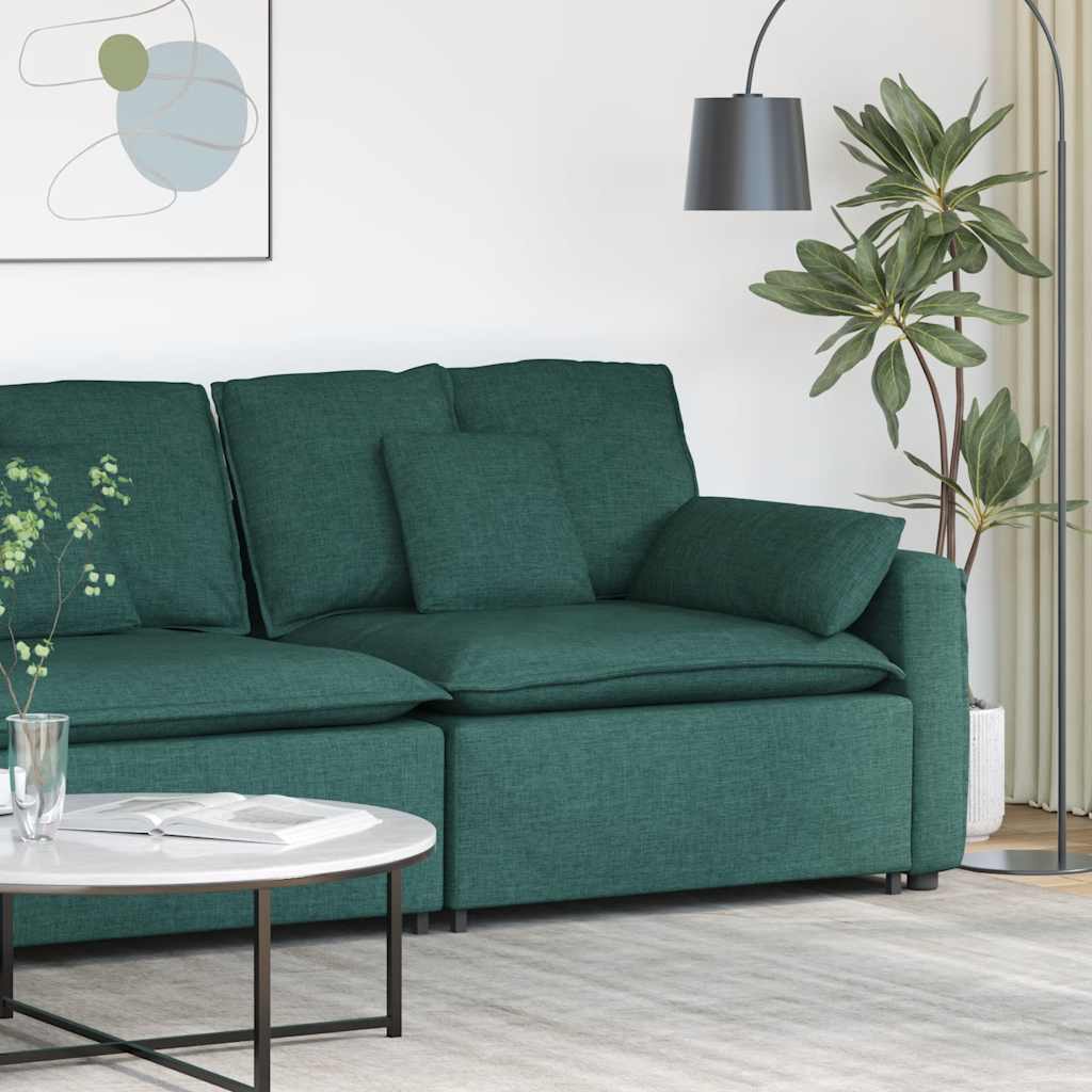 Modulares Sofa Endmodul mit Armlehne Kissen Dunkelgrün 100 cm