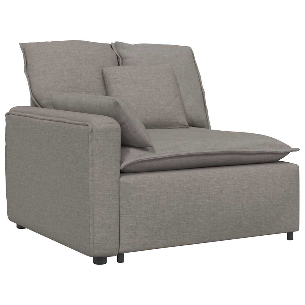 Modulares Sofa Endmodul mit Armlehne Kissen Taupe 100 cm