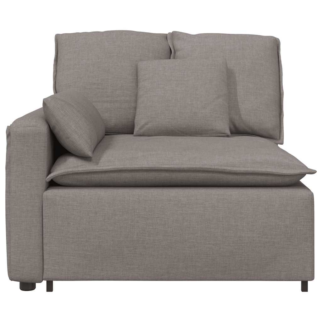 Modulares Sofa Endmodul mit Armlehne Kissen Taupe 100 cm