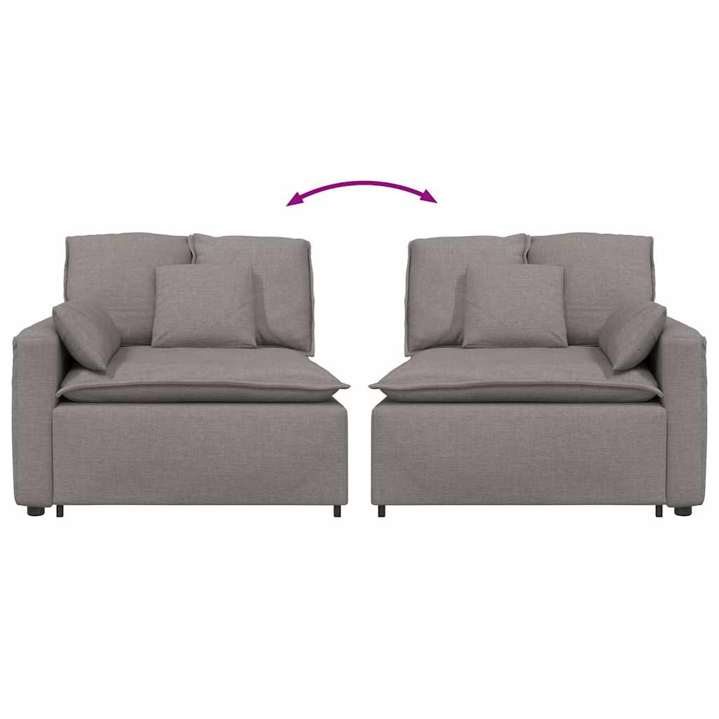 Modulares Sofa Endmodul mit Armlehne Kissen Taupe 100 cm