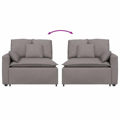 Modulares Sofa Endmodul mit Armlehne Kissen Taupe 100 cm