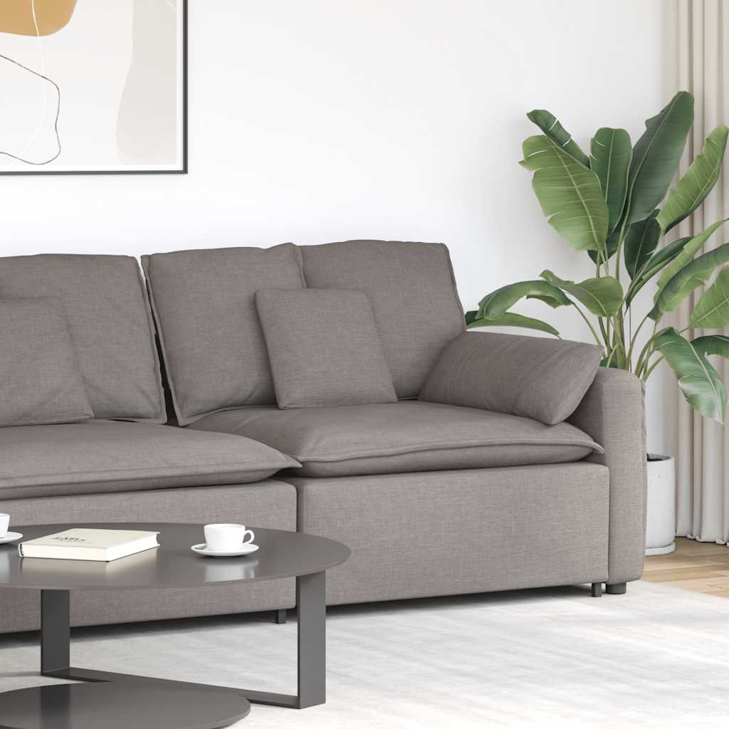 Modulares Sofa Endmodul mit Armlehne Kissen Taupe 100 cm