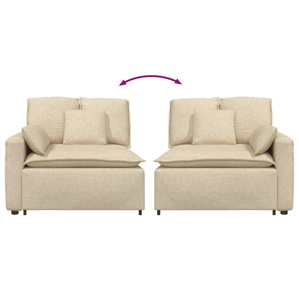 Modulares Sofa Endmodul mit Armlehne Kissen Creme 100 cm