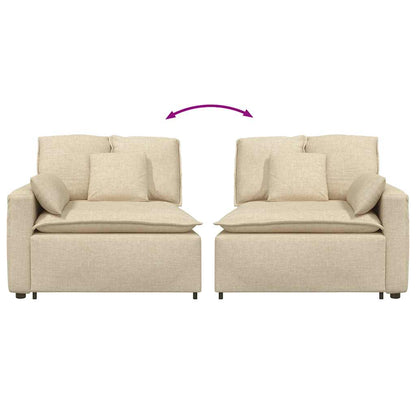 Modulares Sofa Endmodul mit Armlehne Kissen Creme 100 cm