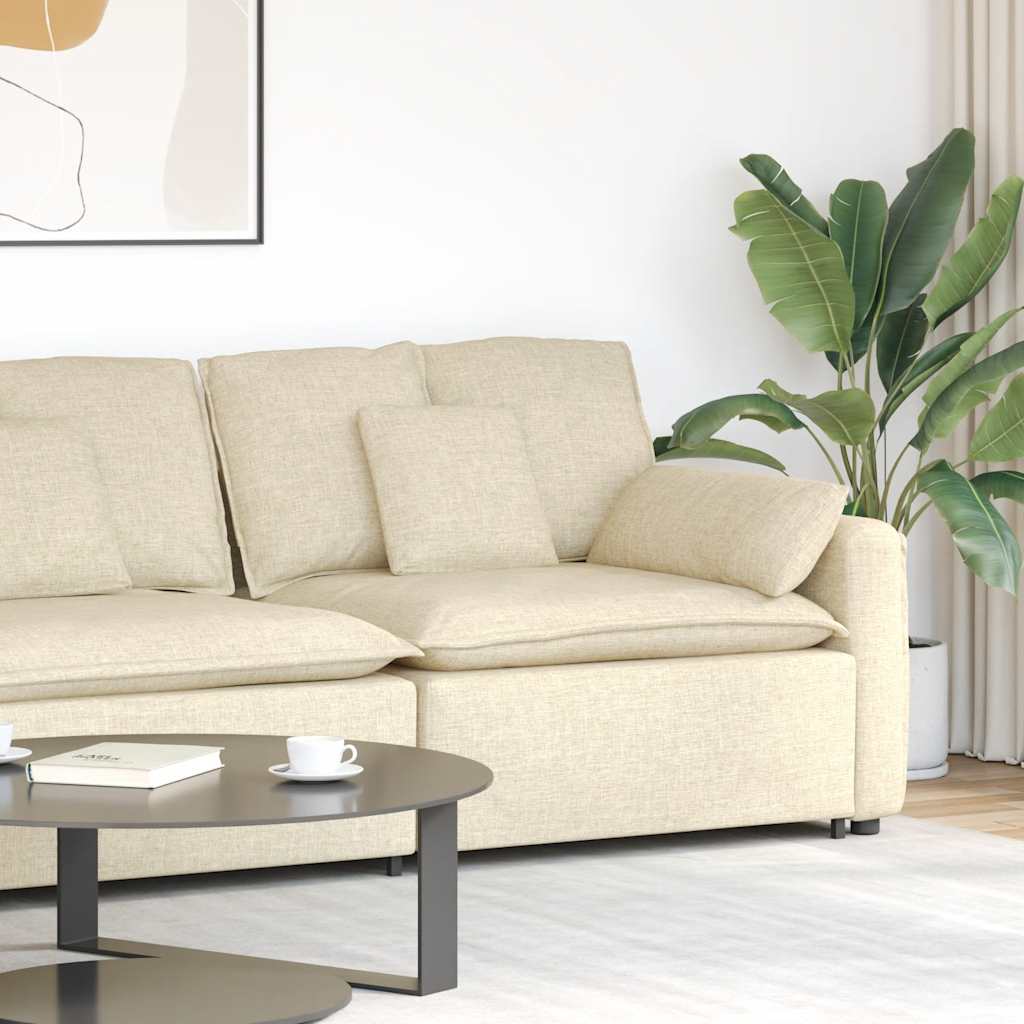 Modulares Sofa Endmodul mit Armlehne Kissen Creme 100 cm
