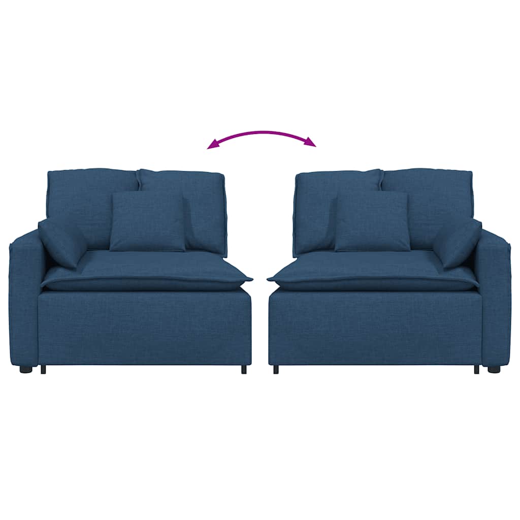 Modulares Sofa Endmodul mit Armlehne Kissen Blau 100 cm