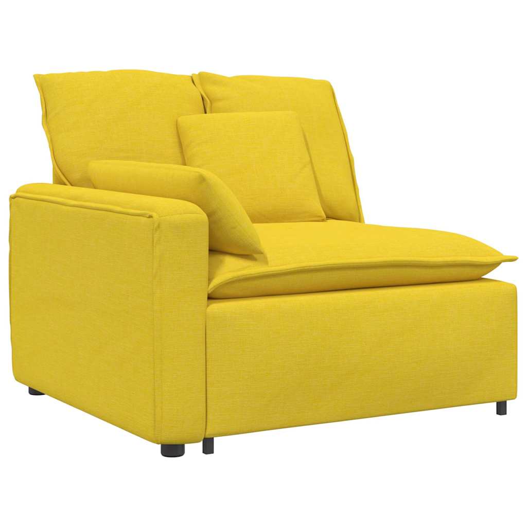 Modulares Sofa Endmodul mit Armlehne Kissen Hellgelb 100 cm