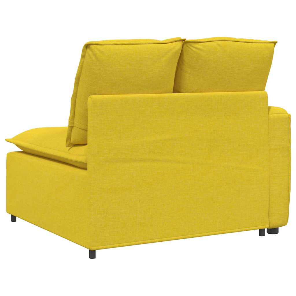 Modulares Sofa Endmodul mit Armlehne Kissen Hellgelb 100 cm