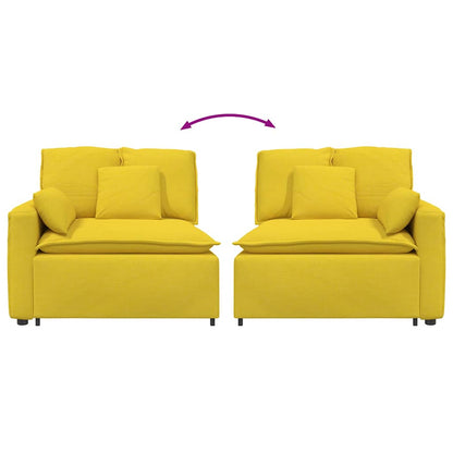 Modulares Sofa Endmodul mit Armlehne Kissen Hellgelb 100 cm