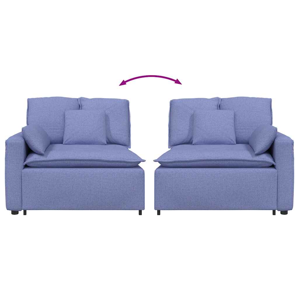 Modulares Sofa Endmodul mit Armlehne Kissen Jeansblau 100 cm