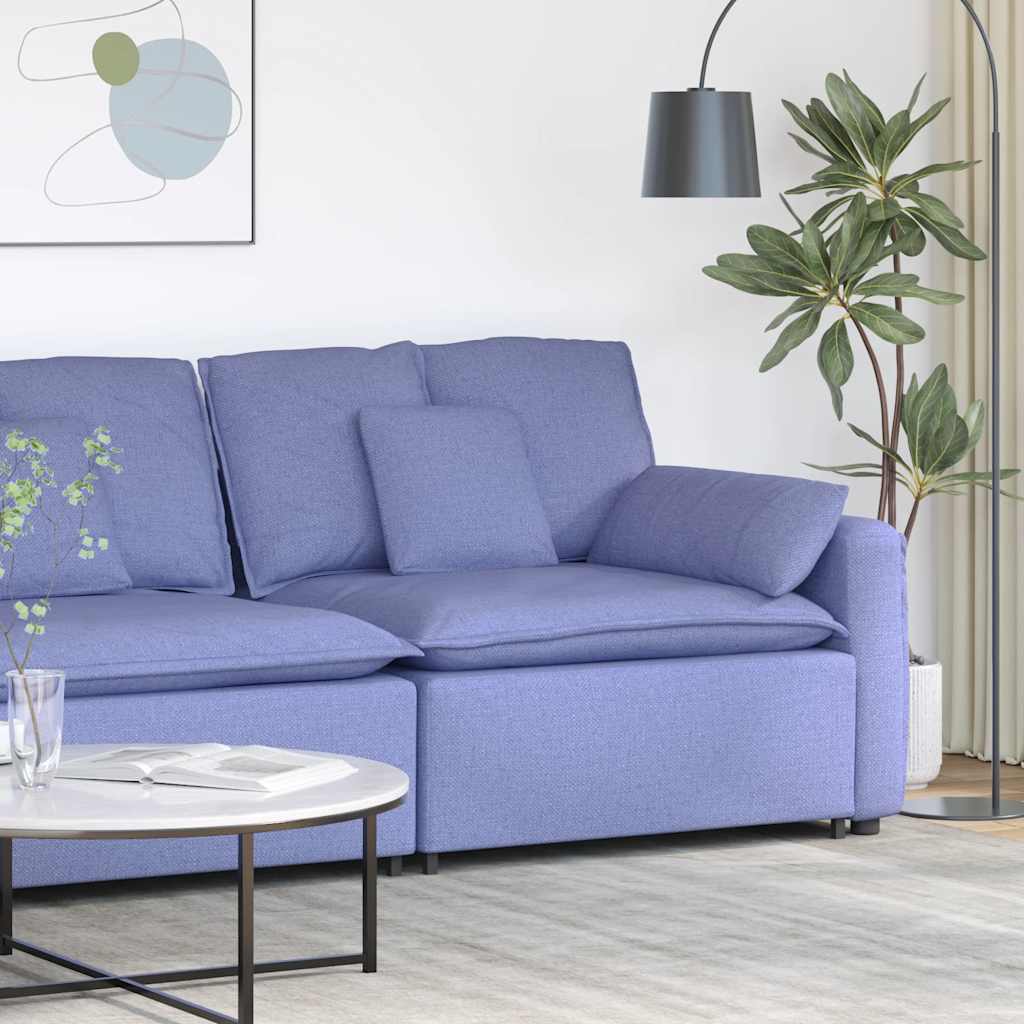 Modulares Sofa Endmodul mit Armlehne Kissen Jeansblau 100 cm