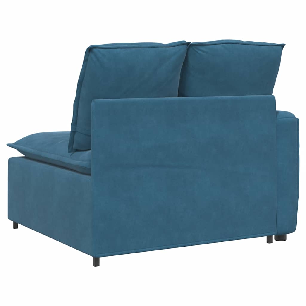 Modulares Sofa Endmodul mit Armlehne Kissen Blau 100 cm