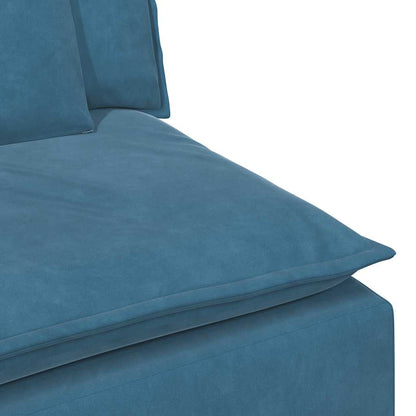Modulares Sofa Endmodul mit Armlehne Kissen Blau 100 cm