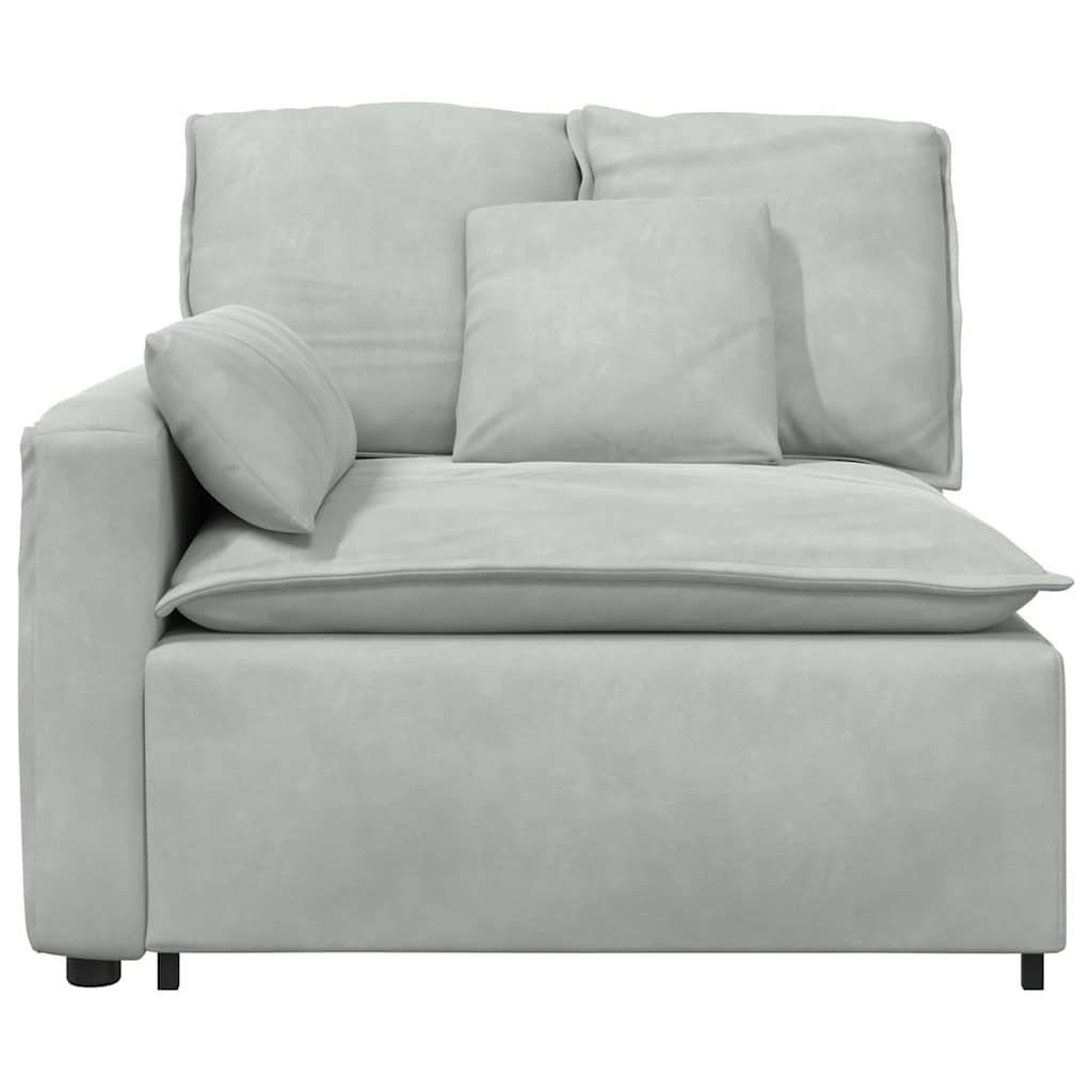 Modulares Sofa Endmodul mit Armlehne Kissen Hellgrau 100 cm