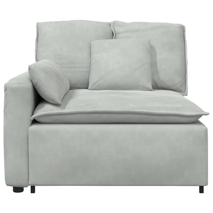 Modulares Sofa Endmodul mit Armlehne Kissen Hellgrau 100 cm
