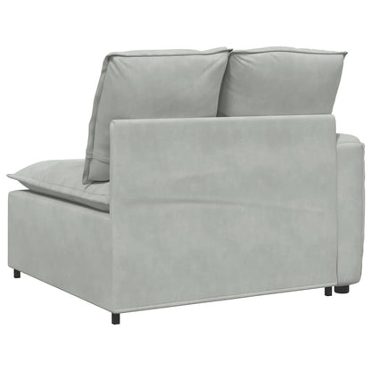 Modulares Sofa Endmodul mit Armlehne Kissen Hellgrau 100 cm