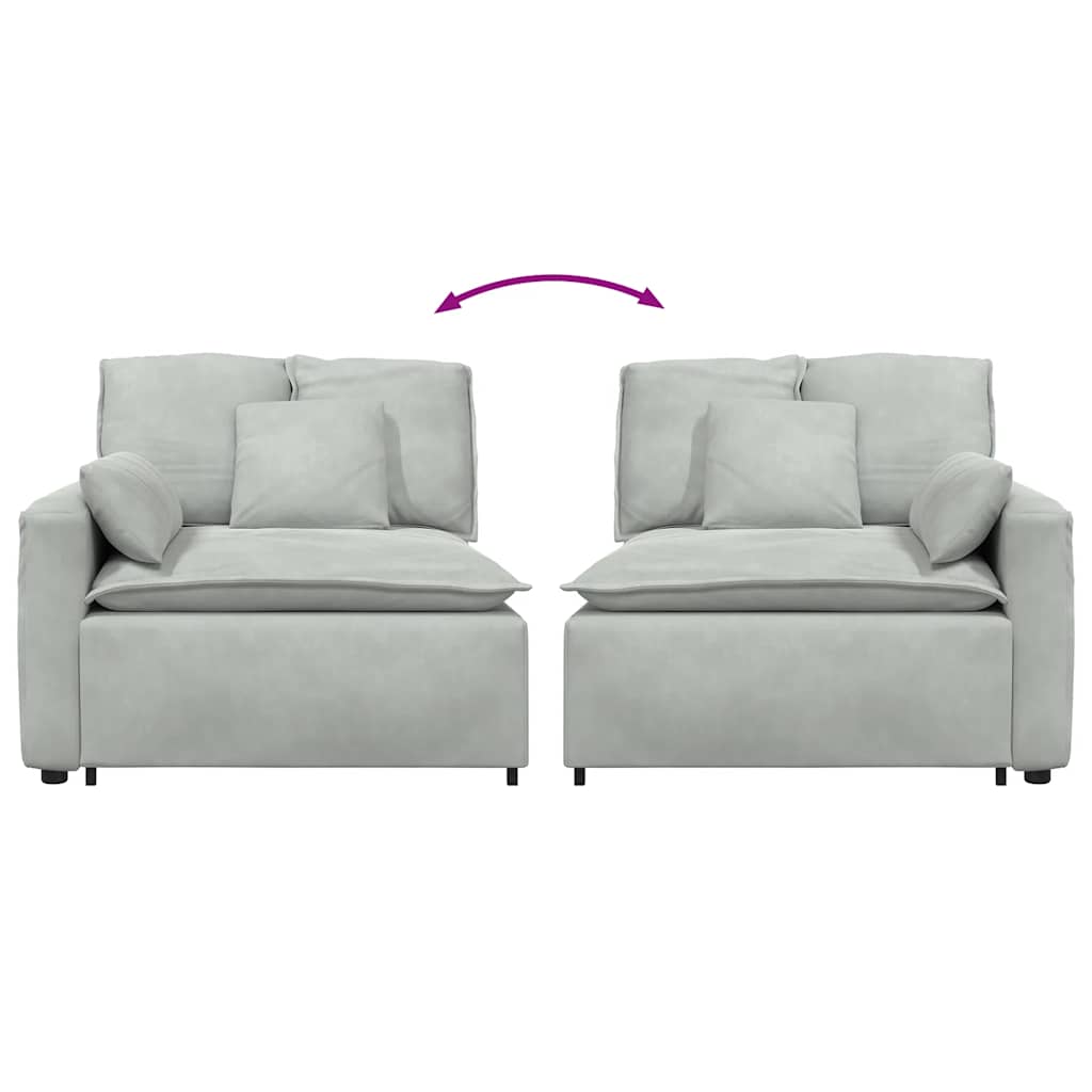 Modulares Sofa Endmodul mit Armlehne Kissen Hellgrau 100 cm