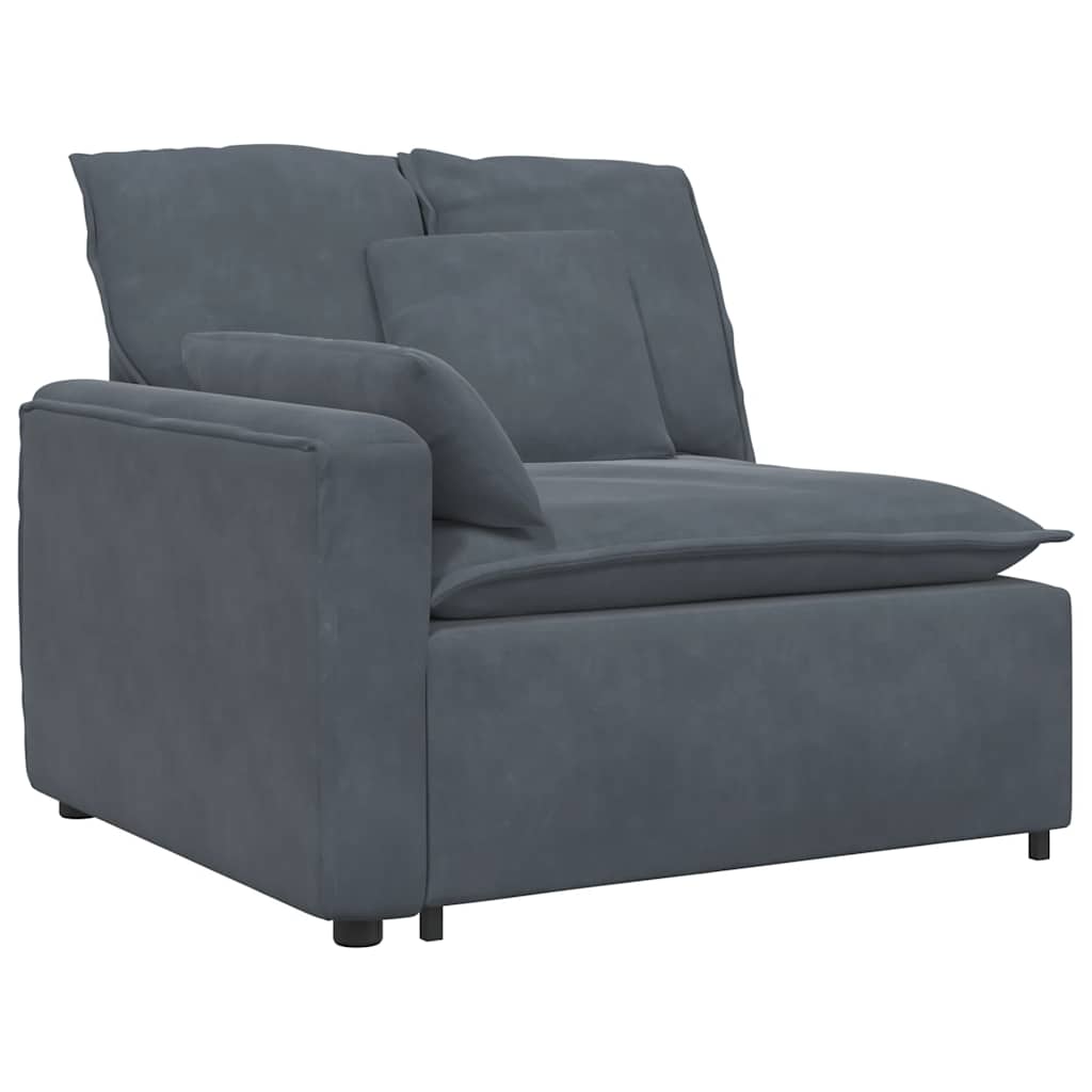 Modulares Sofa Endmodul mit Armlehne Kissen Dunkelgrau 100 cm