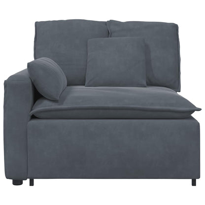Modulares Sofa Endmodul mit Armlehne Kissen Dunkelgrau 100 cm