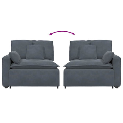 Modulares Sofa Endmodul mit Armlehne Kissen Dunkelgrau 100 cm