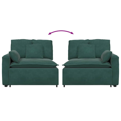 Modulares Sofa Endmodul mit Armlehne Kissen Dunkelgrün 100 cm