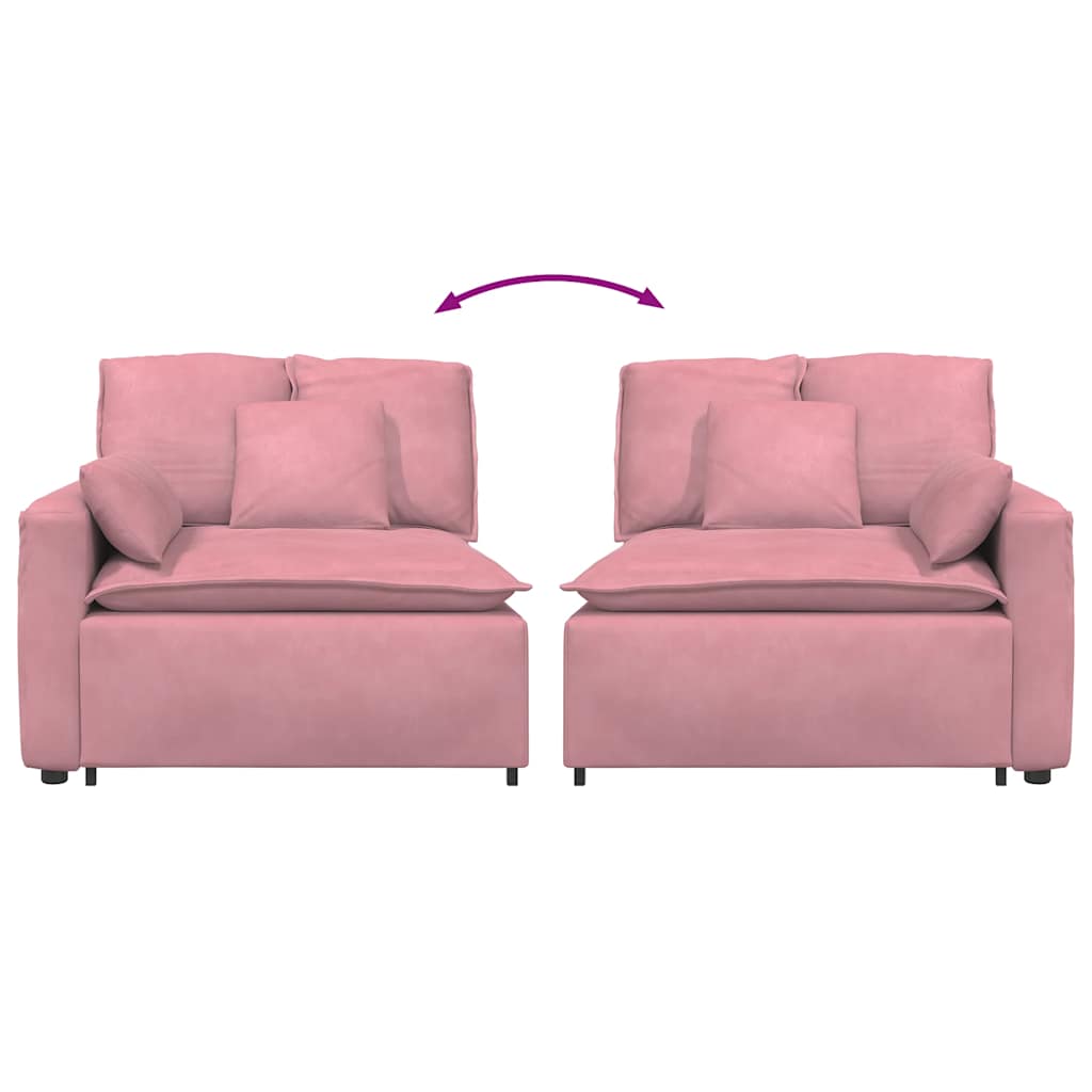 Modulares Sofa Endmodul mit Armlehne Kissen Rosa 100 cm