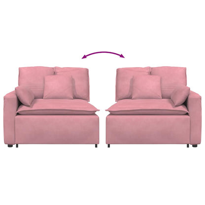 Modulares Sofa Endmodul mit Armlehne Kissen Rosa 100 cm