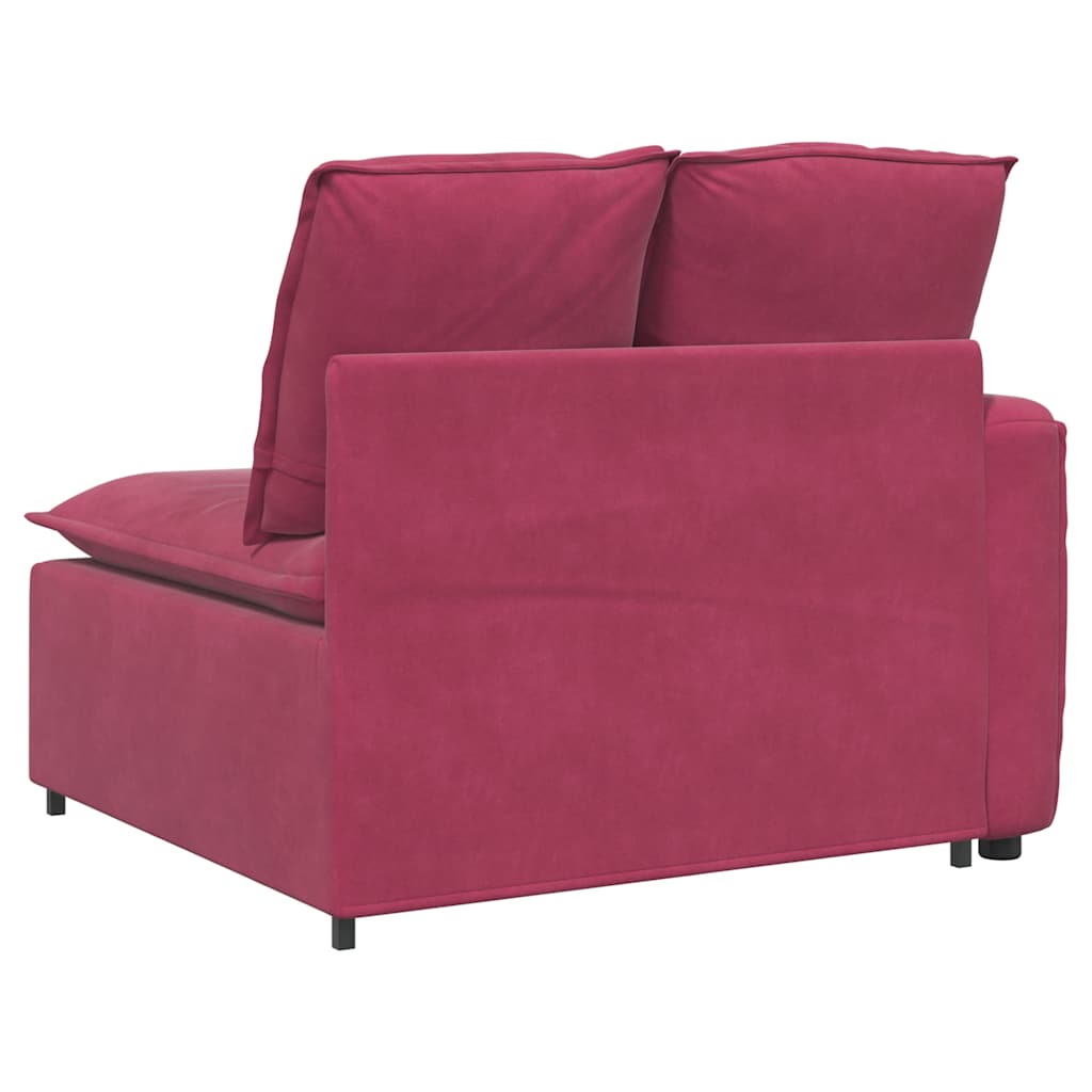 Modulares Sofa Endmodul mit Armlehne Kissen Weinrot 100 cm