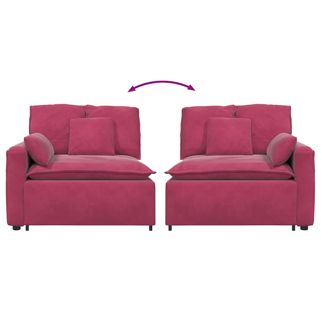 Modulares Sofa Endmodul mit Armlehne Kissen Weinrot 100 cm