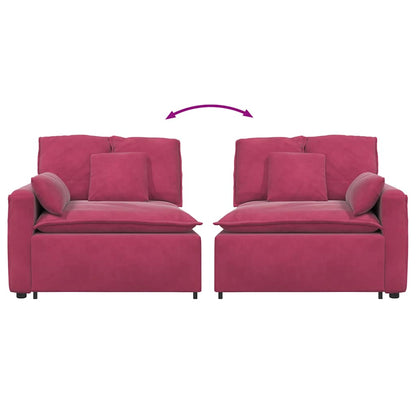 Modulares Sofa Endmodul mit Armlehne Kissen Weinrot 100 cm